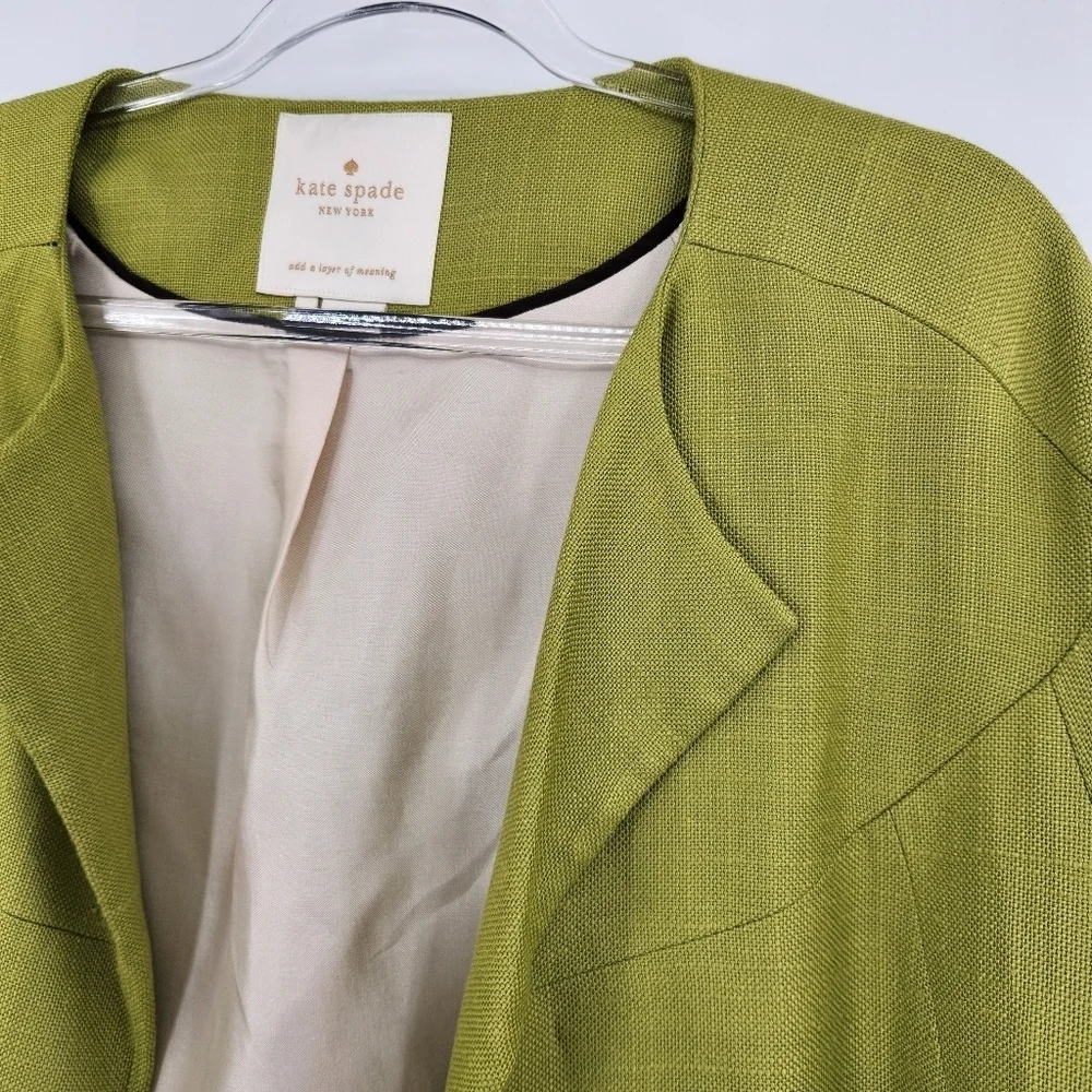 Kate Spade Micah Cropped Blazer Jacket Womens Size 8 Moroccan Green 3/4 Sleeve